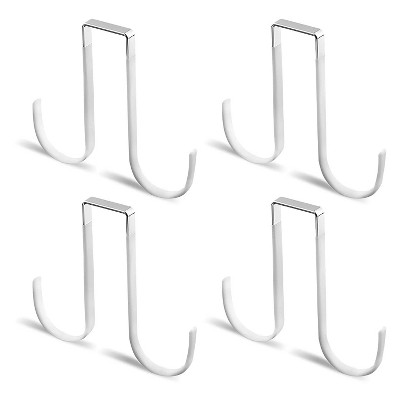 LunaLulinlk 4pcs Double Sided Door Hook, Over The Door Hanger with Rubber Design for Hanging Clothes (White)