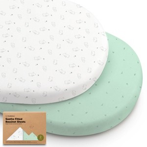 KeaBabies Organic Bassinet Sheet for Baby Girls, Boys, 2-Pack Soothe Bassinet Fitted Sheets, Bedside Bassinet Mattress Sheet - 1 of 4