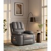 Oversized Leather Power Recliner Chair with Massage, Heat, and 360-Degree Swivel - 2 of 4