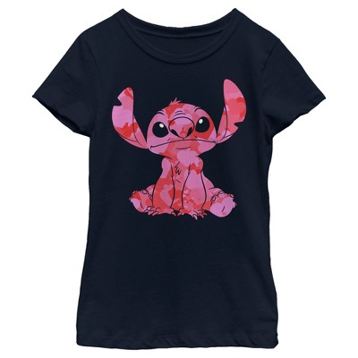 Girl's Lilo & Stitch Heart Filled Stitch T-shirt - Navy Blue - X Small ...