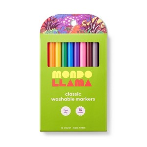 10ct Washable Markers Fine Tip Classic Colors - Mondo Llama™ - 1 of 4