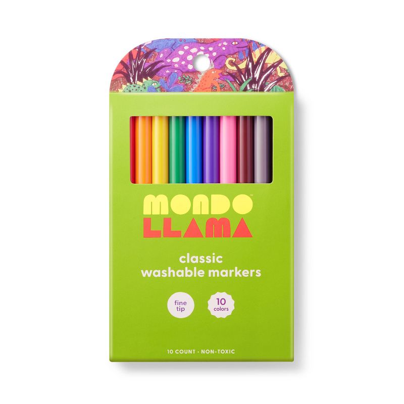 10ct Washable Markers Fine Tip Classic Colors - Mondo Llama&#8482;, 1 of 7