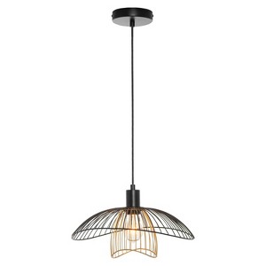 River of Goods 14.37" Caton Painted Metal Bowl Shade Pendant Light Black: Industrial Style, UL Listed, Adjustable Height - 1 of 4