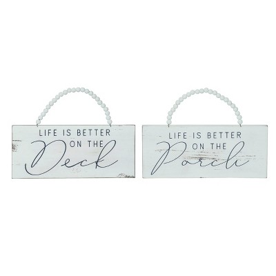Transpac MDF Porch/Deck Sign Set of 2 Spring Home Decorations