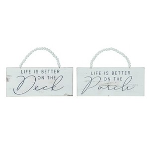 Transpac MDF Porch/Deck Sign Set of 2 Spring Home Decorations - 1 of 1