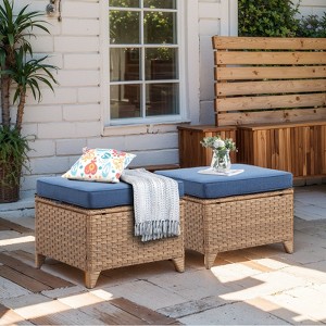 Gymojoy Outdoor Patio Footstool Ottomans with Cushion - 1 of 4