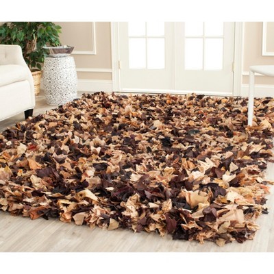 Rio Shag Brown and Multi 6' x 9' Handmade Synthetic Area Rug