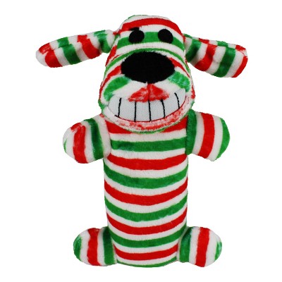 Holiday Multipet Loofa Stripe Dog Toy - Red/White/Green - 6"