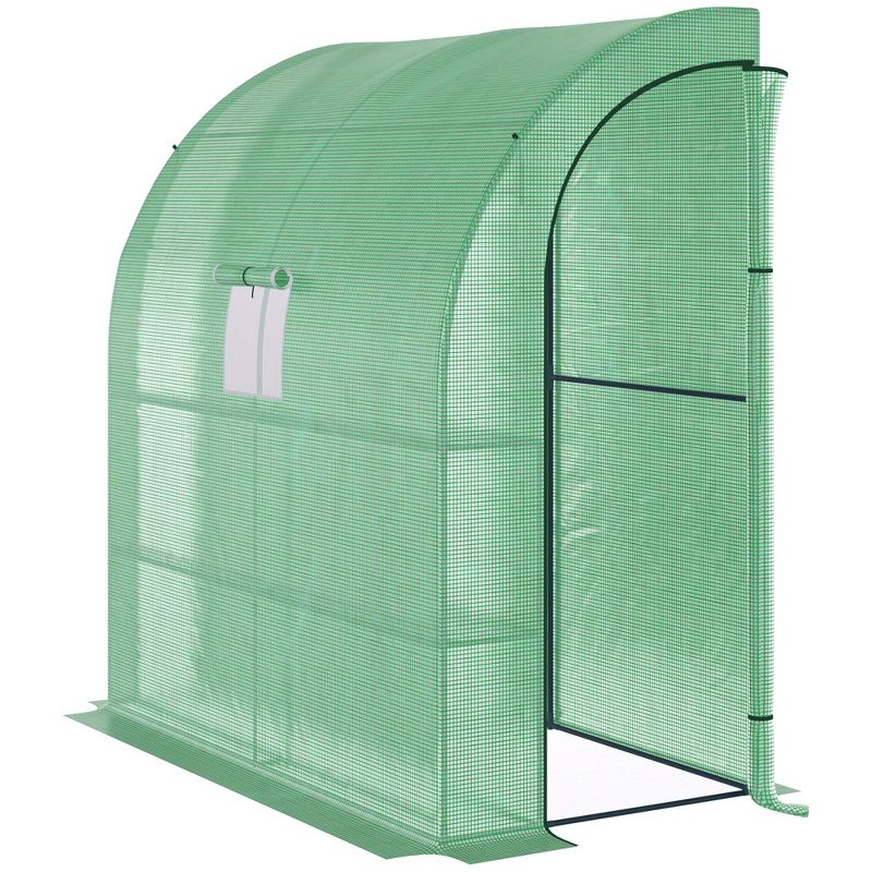 Outsunny Outdoor Walk-In Greenhouse, Plant Nursery with Roll-up Window, PE Cover, and 3-Tier Wire Shelves, 4 of 7