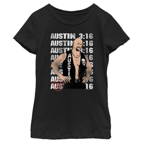 WWE Girl's Stone Cold Steve Austin 3:16 Animated T-Shirt Black