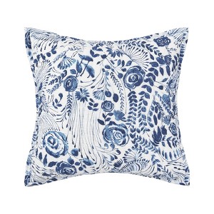 carol & frank 26" x 26" Starla Blue Floral Cotton Euro Sham - 1 of 4