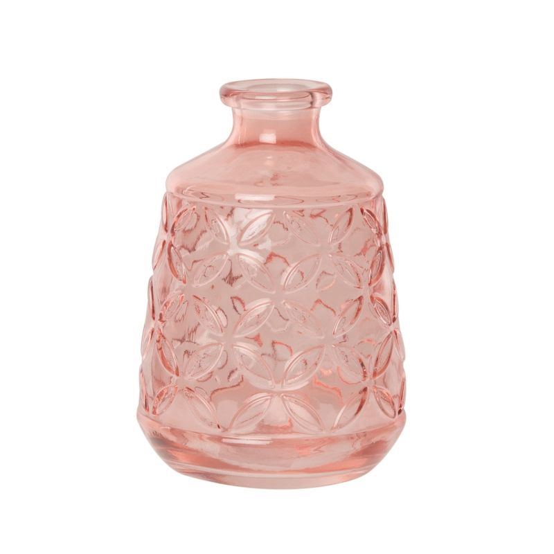 Transpac Glass 5.5 in. Pink Spring Blush Patterned Bud Vase, 1 of 3