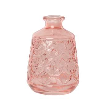 Transpac Glass 5.5 in. Pink Spring Blush Patterned Bud Vase
