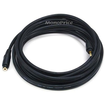 Monoprice Audio Extension Cable - 10 Feet - Black | Premium 3.5mm Stereo Male to 3.5mm Stereo Female 22AWG, Gold Plated