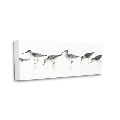 Stupell Industries Beach Bird Sandpipers Minimal Grey White Painting