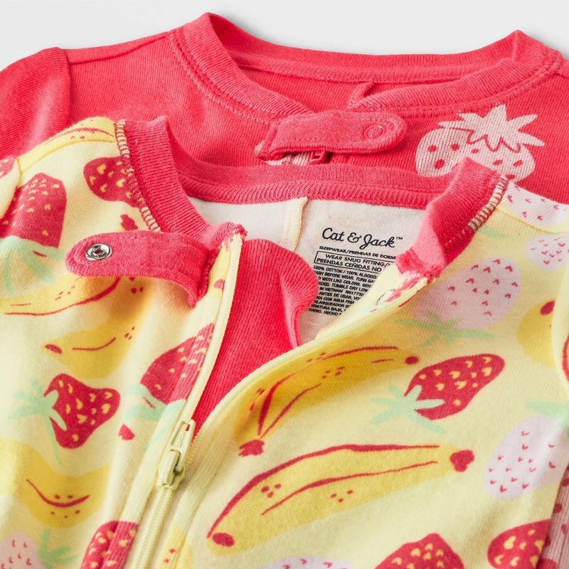 Baby Girls&#39; 4pc Fruits Printed Union Suits - Cat &#38; Jack&#8482; Yellow, 4 of 5