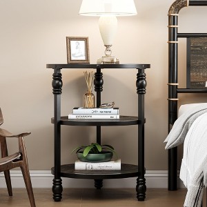 3-Tier Round Side Table, Mid-Century Modern End Table with Open Shelves, Metal Frame Nightstand for Bedroom, Living Room, Entryway(18''x18''x24'') - 1 of 4