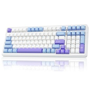 AULA F99 Mechanical Keyboard, Tri-Mode BT5.0 2.4GHz USB-C, Hot Swappable, Gasket Mount, RGB, Linear Switches,Blue/White/Purple - 1 of 4