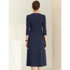 INSPIRE CHIC Women's Elegant Split Neck Side Zipper Pockets 3/4 Sleeve Work A-Line Dress - 4 of 4