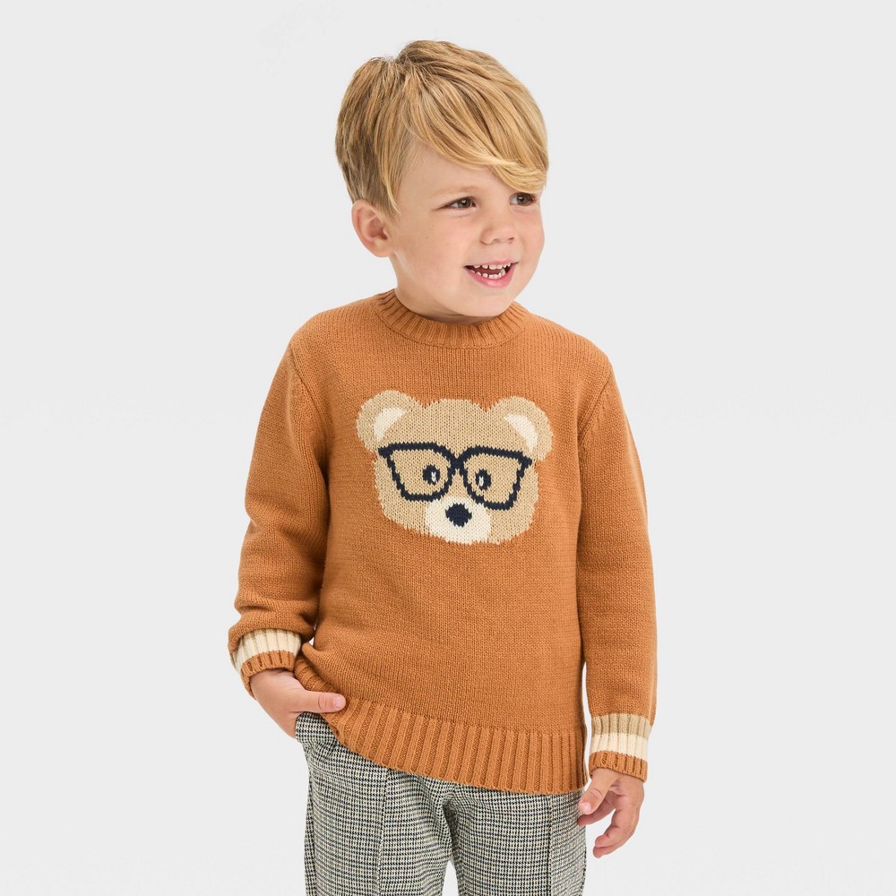 Toddler Boys' Animal Printed Sweater - Cat & Jack™ Brown 18M