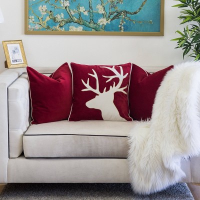 Acoinel Christmas Reindeer Velvet Accent Pillow for Holiday
