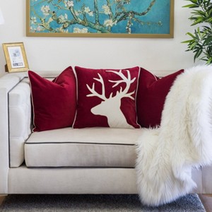 Acoinel Christmas Reindeer Velvet Accent Pillow for Holiday - 1 of 4