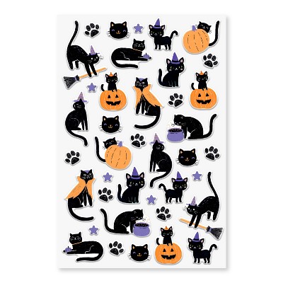 39ct Halloween Dimensional Stickers Black Cats and Pumpkins