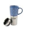 Mr. Coffee Travertine 16 Ounce Stoneware and Stainless Steel Travel Mug With Lid in Blue - 2 of 4