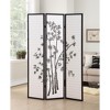 Gulches 3 Piece Set of 72 Inch Black - Rimmed Partitions and Room Dividers Boasting Bamboo Motifs - 2 of 4
