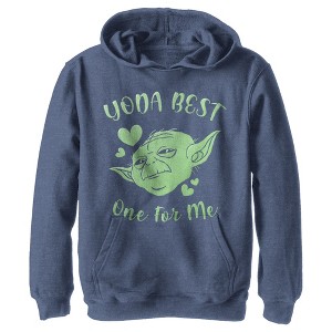 Boy's Star Wars Valentine's Day Yoda Best One for Me Pull Over Hoodie - 1 of 4