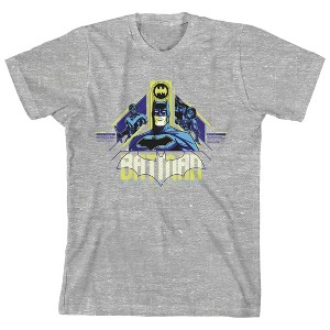 Batman Robin And Nightwing Geometrical Design Youth Boy's Athletic Heather Gray T-Shirt - 1 of 3