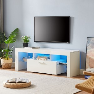 NicBex TV Stand for 55 Inch TV with LED Light Belt,TV Entertainment Center with Toughened Glass Shelf,TV Console Table for Living Room - 1 of 4