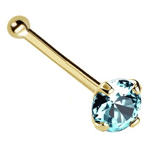 Jewelry Avalanche 22G 14K Gold Ball-end Nose Stud with Blue Topaz Gemstone - 1 of 2