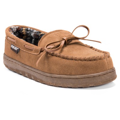 tan moccasin slippers