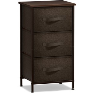 Sorbus Nightstand with 3 Drawers - Steel Frame, Wood Top & Easy Pull Fabric Bins - Perfect for Home, Bedroom, Office & College Dorm - 1 of 4