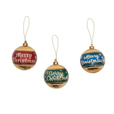 Gallerie II Vintage Flocked Ball Holiday Christmas Xmas Ornament Plastic Ball A/3