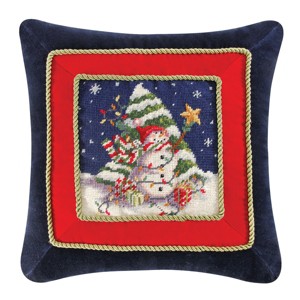 C&F Home 18" x 18" Snowman With Tree Needlepoint Pillow - 1 of 4