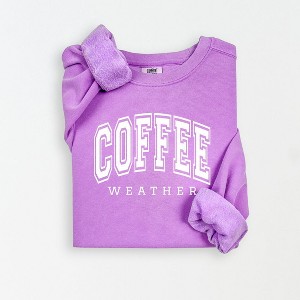 Simply Sage Market Women's Lightweight Garment Dyed Graphic Sweatshirt Coffee Weather - 1 of 4