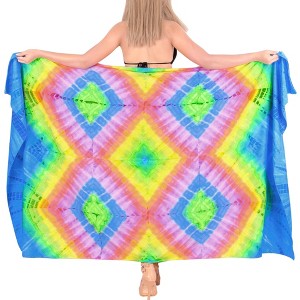 LA LEELA Women's Wrap Bikni Beachwear Long Swimsuit Sarong Swimwear Cover up Wraps One Size Multicolored, Tie Dye Design - 1 of 4