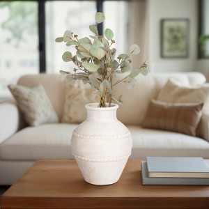 Terracotta Pottery Vase - Handcrafted Decorative Textured Flower Vase - Rustic Home Decor for Living Room, Bedroom, Office - 1 of 4