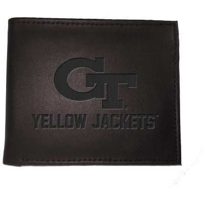 Evergreen NCAA Georgia Tech Yellow Jackets Black Leather Bifold Wallet Officially Licensed with Gift Box