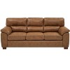 TIRAMISUBEST Vintage 3-Seat Leather Sofa in Rich Brown with Tufted Cushions & Wooden Legs for Timeless Comfort - 2 of 4