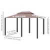Resenkos Outdoor Garden Gazebo, Sunshade Gazebo Canopy,10' x 13' Outdoor Gazebo Canopy Shelter with Curtains, Vented Roof, Khaki Brown - 3 of 4