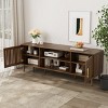 Walnut Brown 63 Inch Mid-Century Modern TV Stand with Grille Doors, Adjustable Shelves and Cable Management for 55 65 70 Inch TVs-The Pop Home - 2 of 4