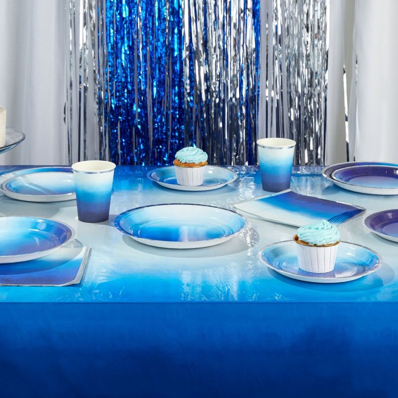 Sparkle and Bash 202 Pieces Blue Party Supplies - Serves 50 Blue and Silver Birthday Decorations with Plates, Napkins, Cups & Tablecloths, 3 of 10