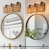 PAKOKULA 3-Light Boho Matte Black Vanity Light with Yellow Woven Shade - 4 of 4
