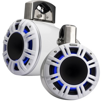 Kicker 51KMTCXL65W 6.5" RGB LED Horn Loaded Compression Driver Marine Tower Speakers, Pair, White