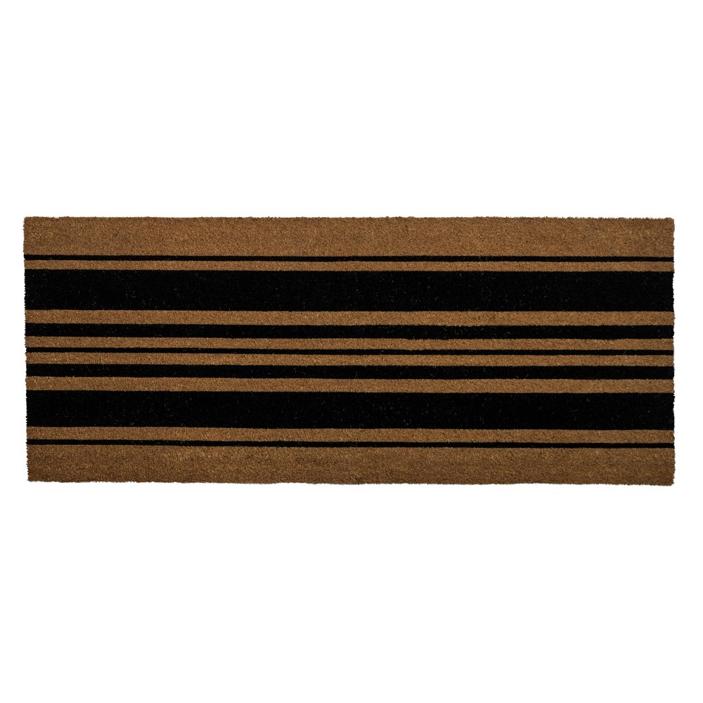 Photos - Doormat 2' x 5' Bold Stripes Indoor/Outdoor Coir  Black/Natural - Entryways