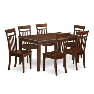 Classic 7 Piece Dining Set - Rectangle Wood Table & 6 Chairs - Kitchen Dinette Set - 1 of 4