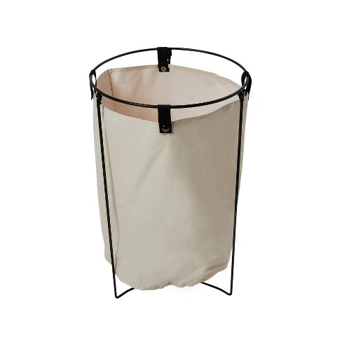 Household Essentials Iron Laundry Hamper with Removable Bag Natural and  Black